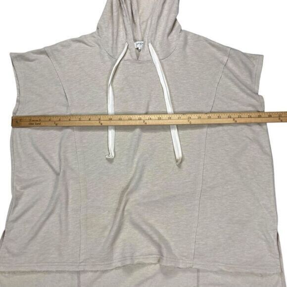Umgee Tunic Hooded Sweatshirt Womens Sz L Beige Oversized Bohemian Comfy Pull On - Picture 7 of 12